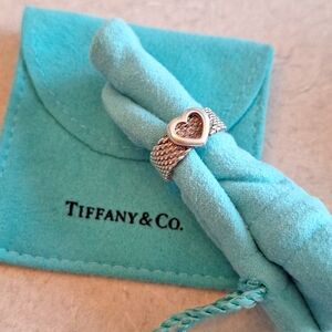 Authentic Tiffany mesh ring with heart